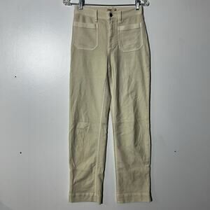 Faherty Soft Stretch Cord Patch Pocket High Rise Wide Leg Cream Pants Women’s 24